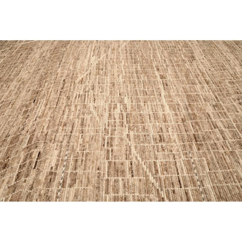 Tappeto Afghanistan Moroccan Over Size - Lana Marrone Avorio Design - 94353 In condizioni ottime in vendita a Dallas, TX