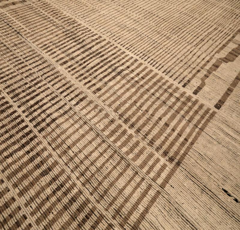 Tribale Tappeto Afghanistan Moroccan Over Size - Lana Marrone Avorio Design - 94357 in vendita