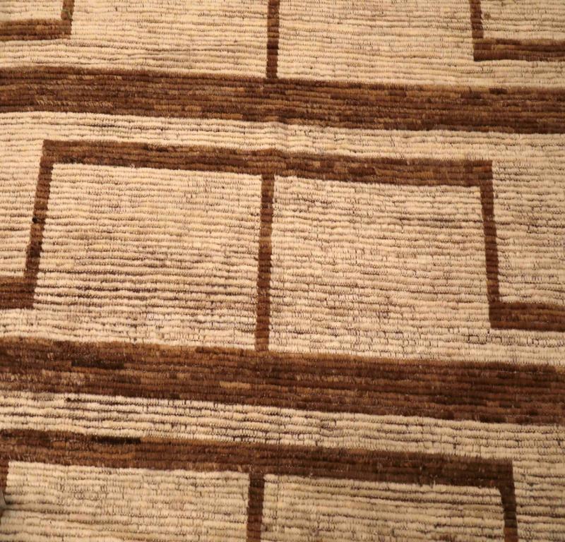 Afghano Tappeto Afghanistan Moroccan Over Size - Lana Marrone Avorio Design - 96330 in vendita