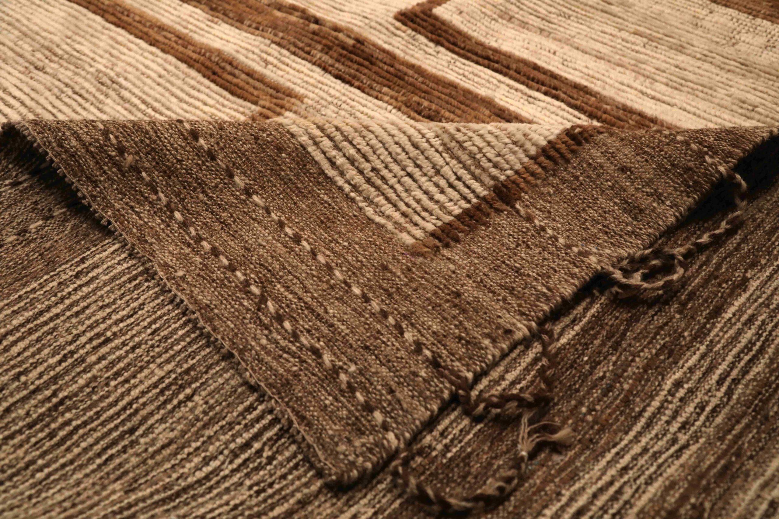 Annodato a mano Tappeto Afghanistan Moroccan Over Size - Lana Marrone Avorio Design - 96330 in vendita