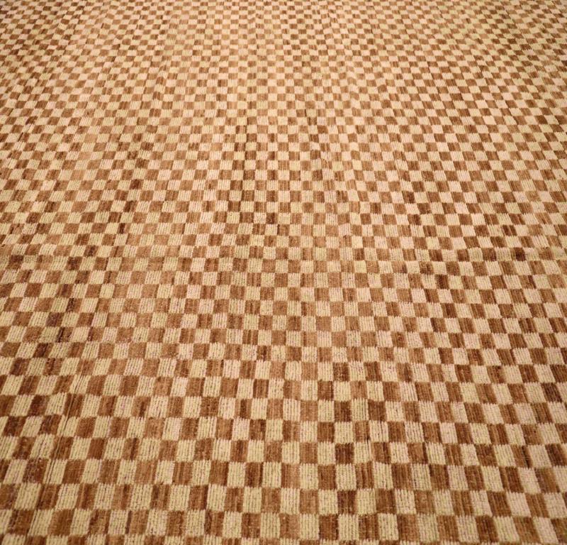 Tribale Tappeto Afghanistan Moroccan Over Size - Lana Marrone Avorio Design - 96335 in vendita