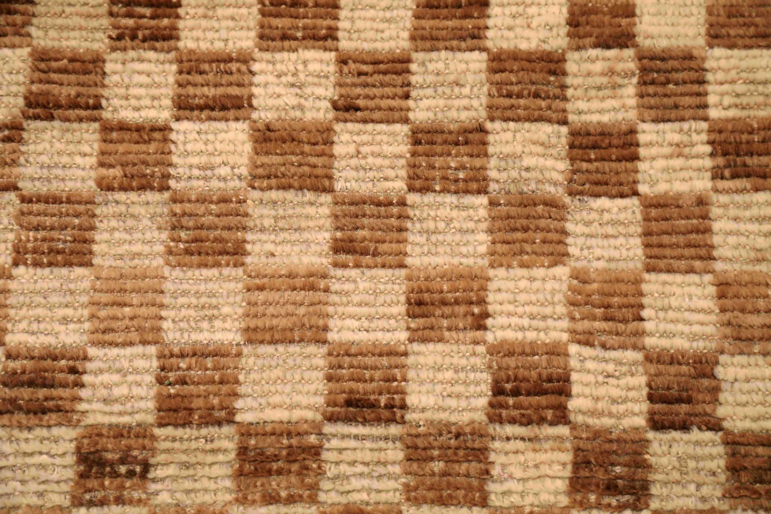 Afghano Tappeto Afghanistan Moroccan Over Size - Lana Marrone Avorio Design - 96335 in vendita