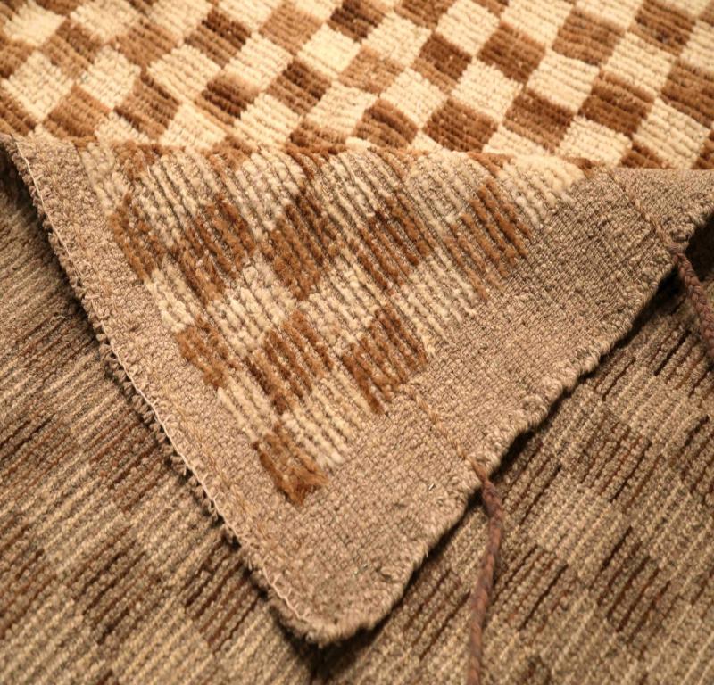 Annodato a mano Tappeto Afghanistan Moroccan Over Size - Lana Marrone Avorio Design - 96335 in vendita