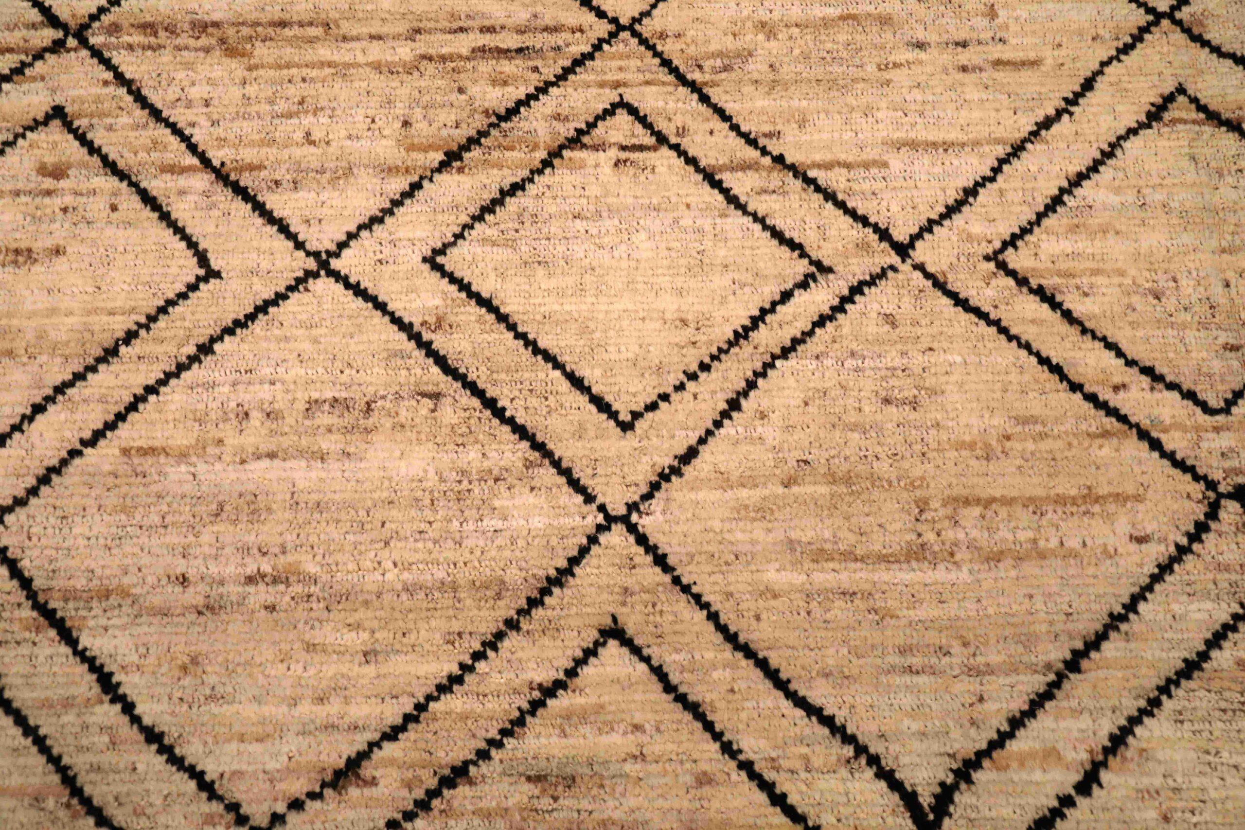 Afghanistan Marokkanischer Teppich in Übergröße - Wolle Braun Elfenbein Design - 96348 (Afghanisch) im Angebot