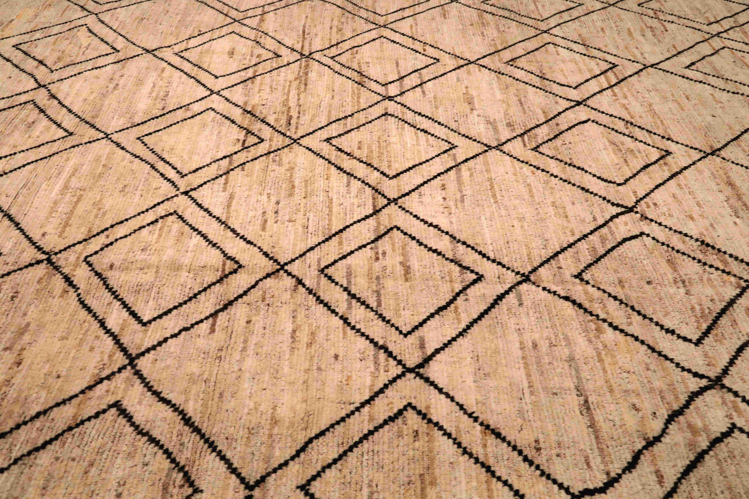 Afghanistan Marokkanischer Teppich in Übergröße - Wolle Braun Elfenbein Design - 96348 im Zustand „Hervorragend“ im Angebot in Dallas, TX