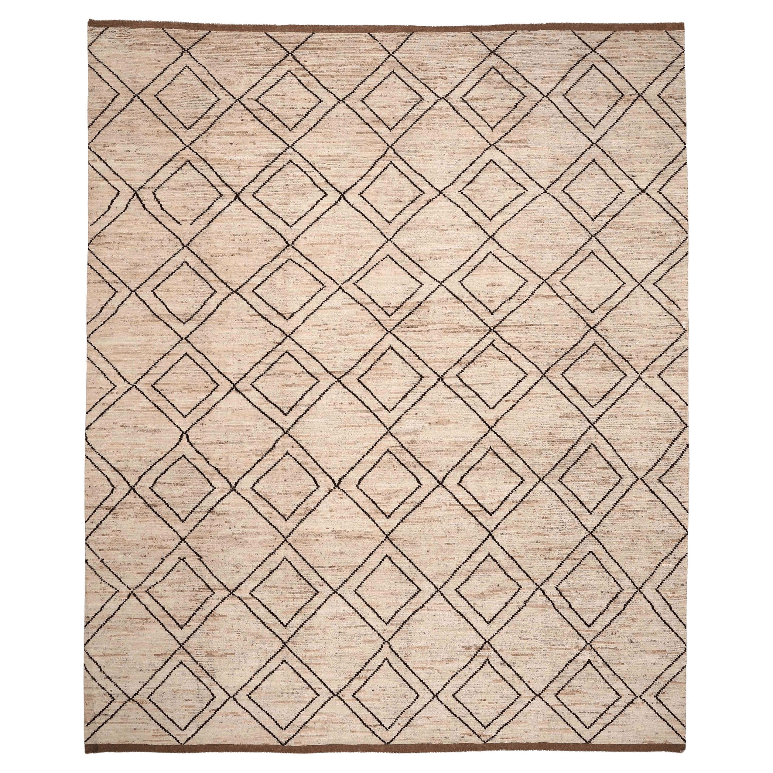 Tappeto Afghanistan Moroccan Over Size - Lana Marrone Avorio Design - 96348
