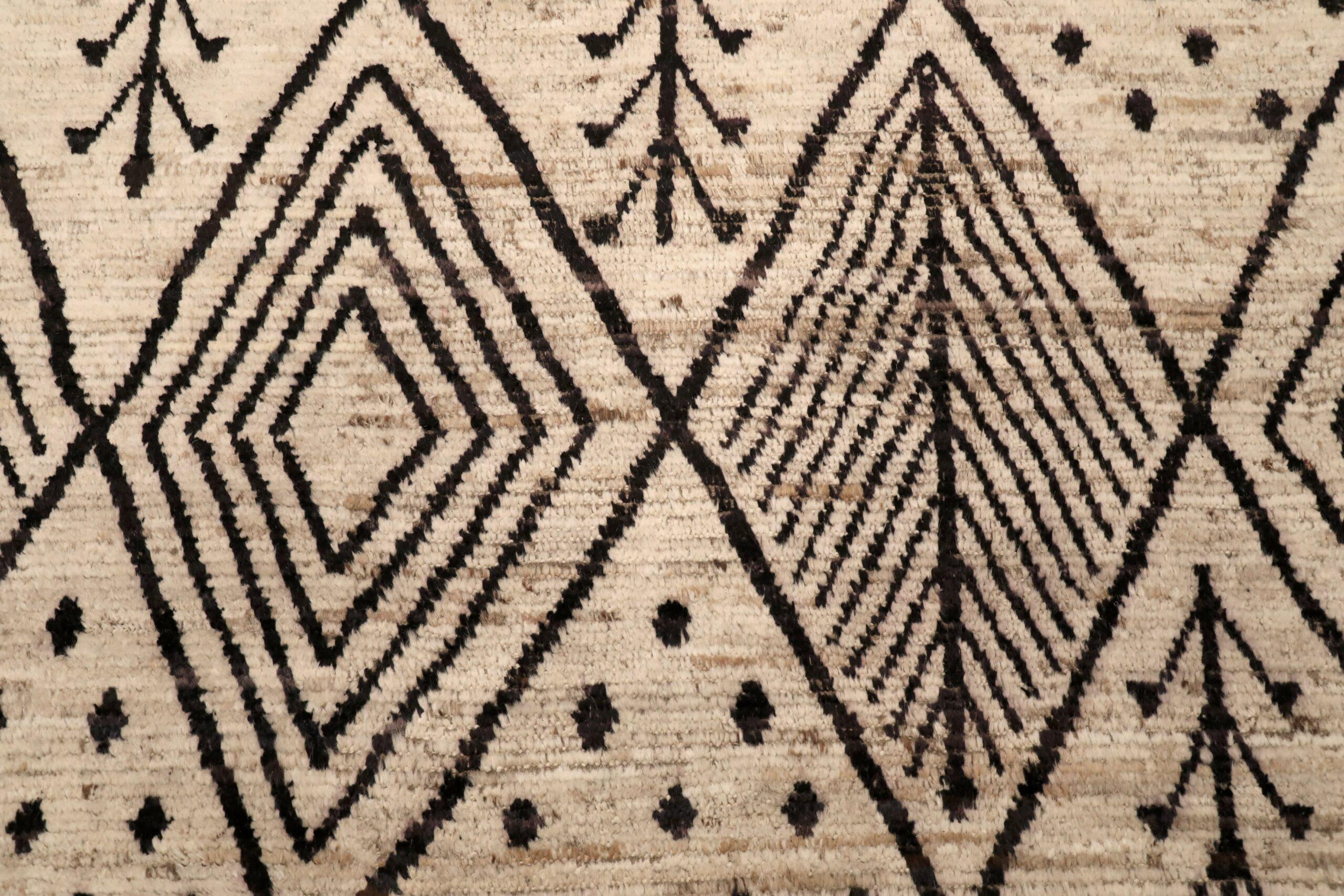 Tappeto Afghanistan Moroccan Over Size - Lana Marrone Avorio Design - 96460 In condizioni ottime in vendita a Dallas, TX