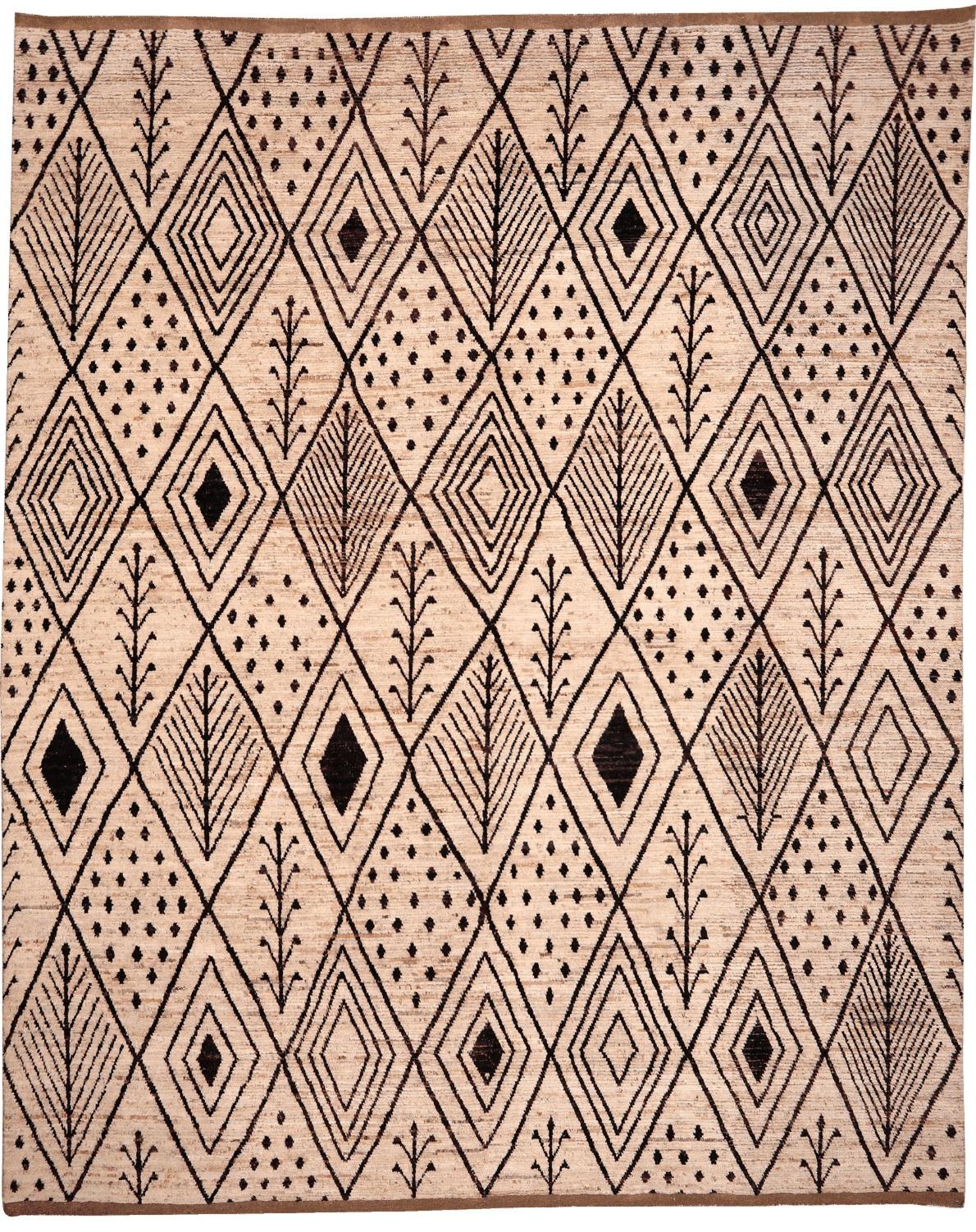 Tappeto Afghanistan Moroccan Over Size - Lana Marrone Avorio Design - 96460