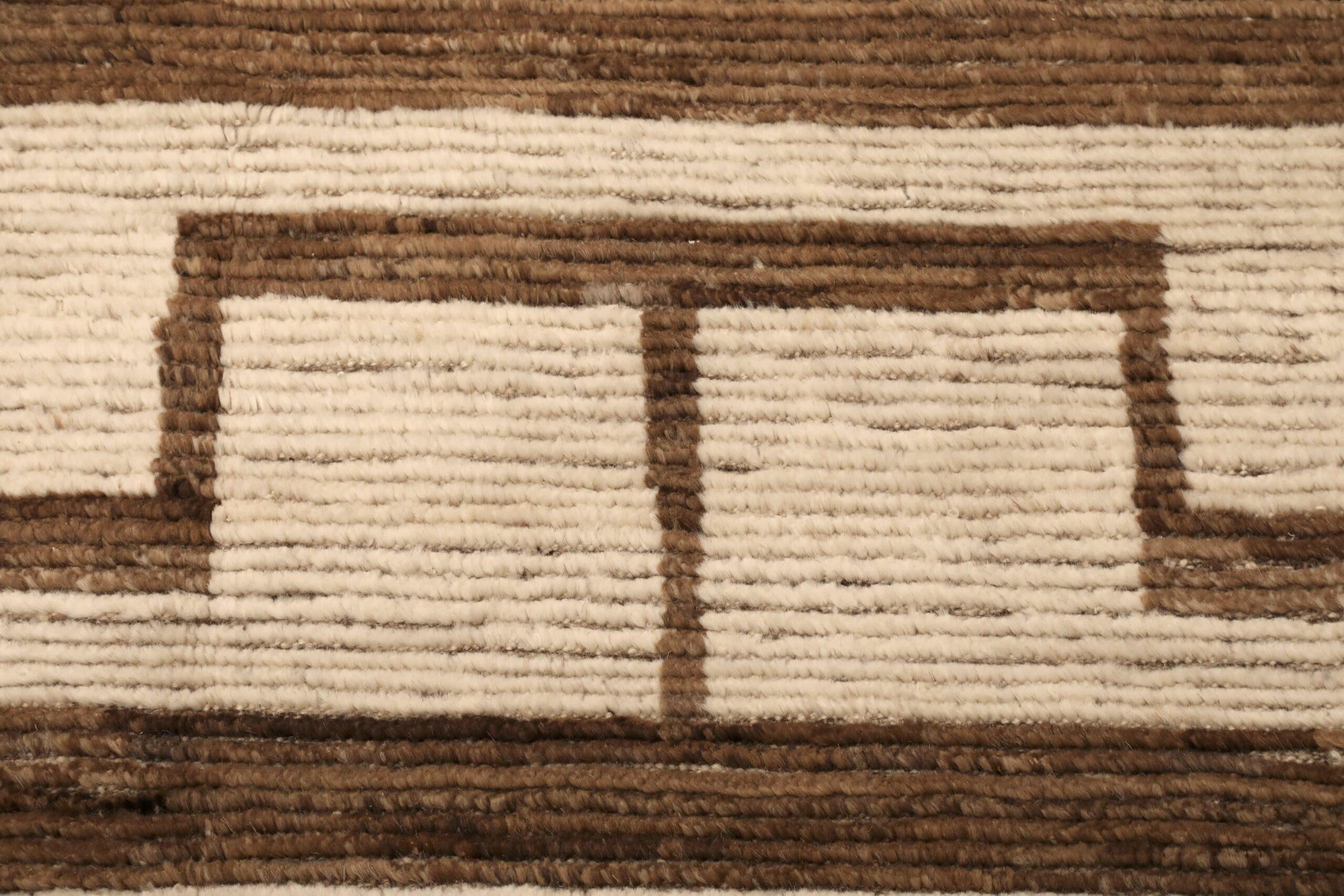 Afghano Tappeto Afghanistan Moroccan Over Size - Lana Marrone Avorio Design - 96464 in vendita