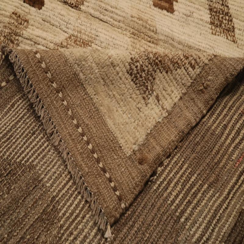 Afghanistan Marokkanischer Over Size Teppich - Wolle Braun Elfenbein Design - 98448 (Stammeskunst) im Angebot