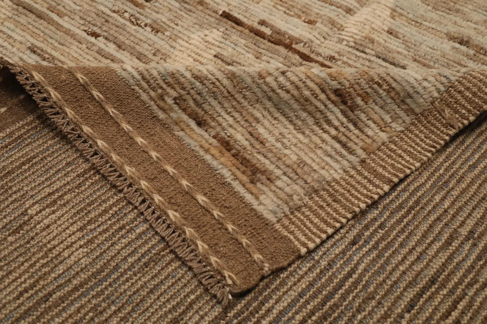 Annodato a mano Tappeto Afghanistan Moroccan Over Size - Lana Marrone Avorio Design - 98458 in vendita