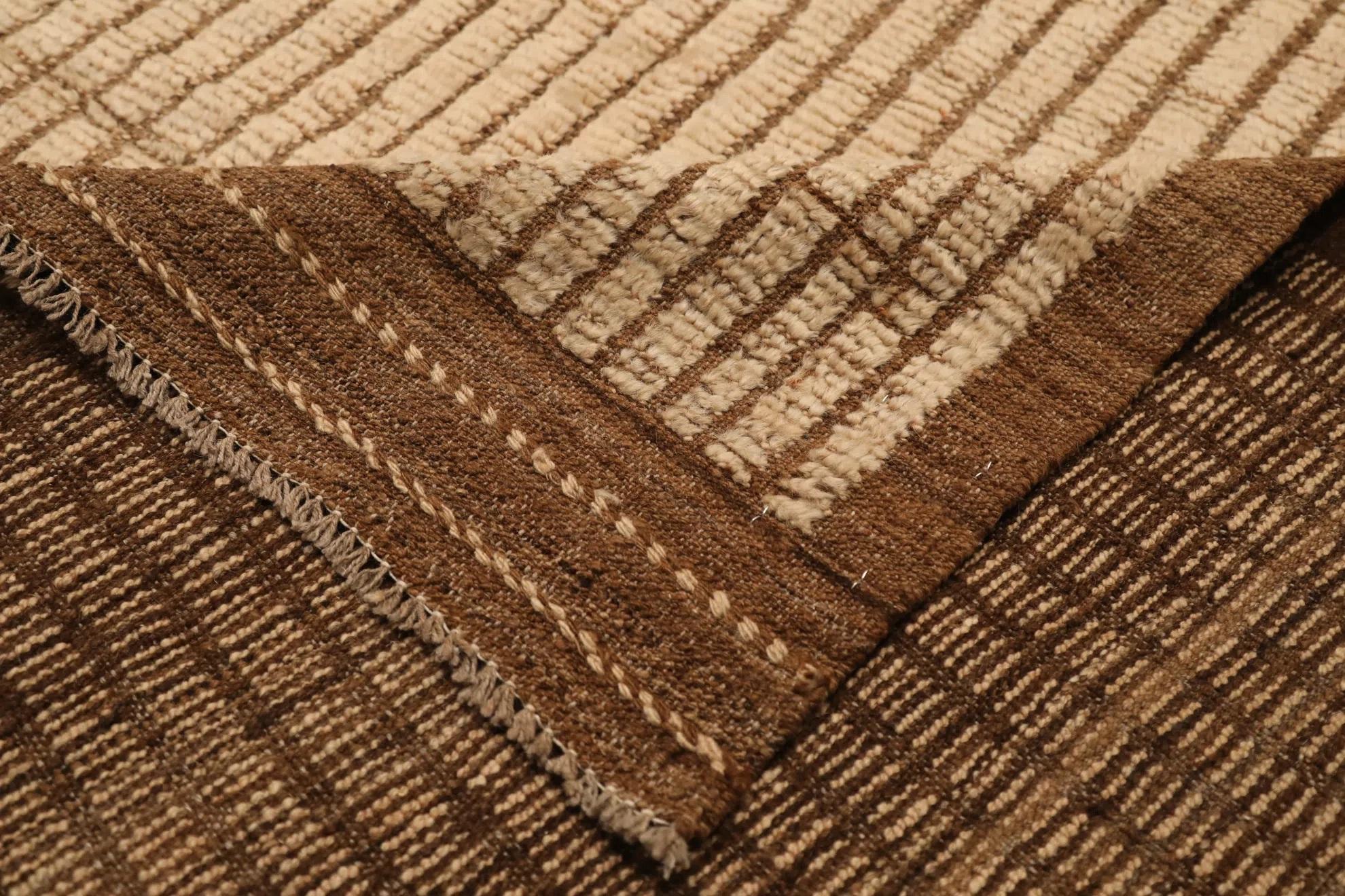 Afghanistan Marokkanischer Over Size Teppich - Wolle Braun Elfenbein Design - 98459 im Zustand „Hervorragend“ im Angebot in Dallas, TX