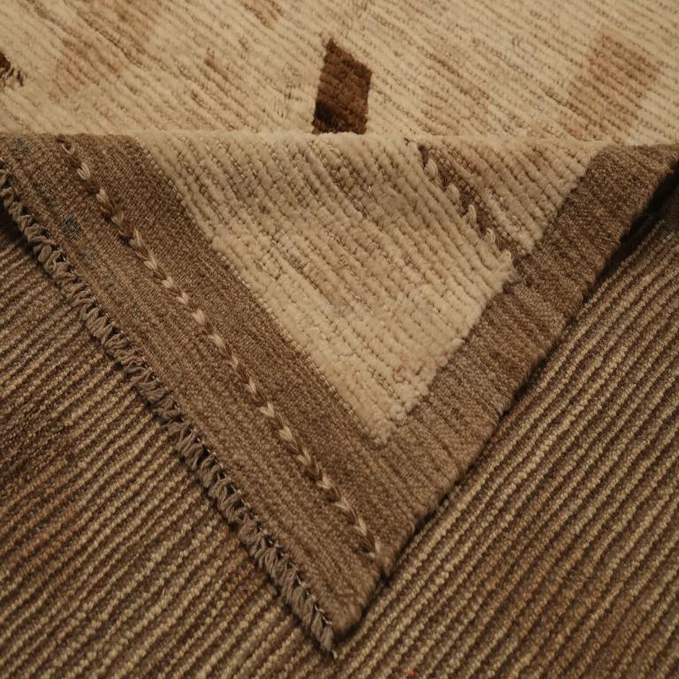 Afghano Tappeto Afghanistan Moroccan Over Size - Lana Marrone Avorio Design - 98460 in vendita