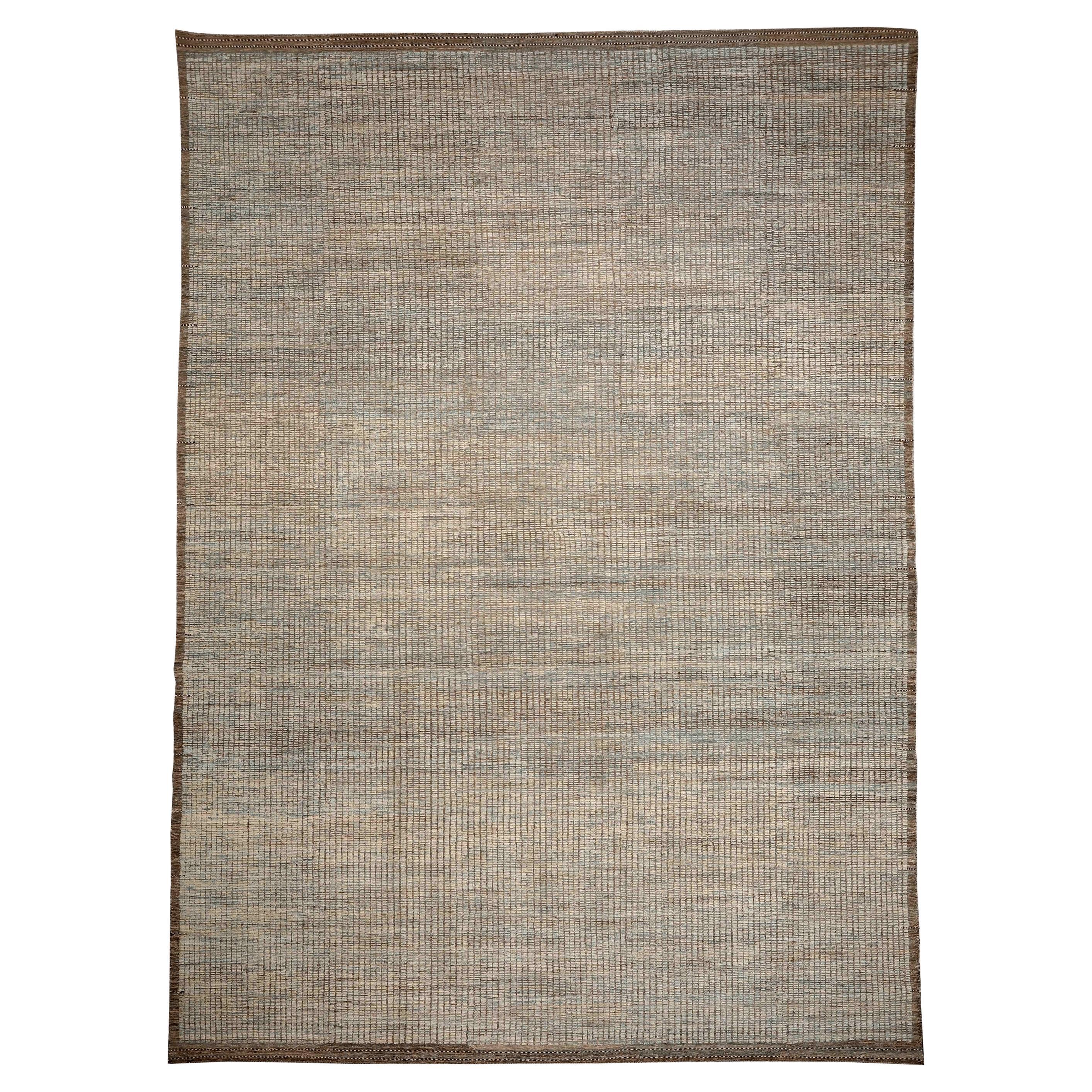 Afghanistan Moroccan Over Size Rug - Wool Brown Taupe Design - 96351 For Sale