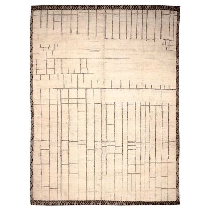 Afghanistan Moroccan Over Size Rug - Wool Ivory Design - 94350 For Sale