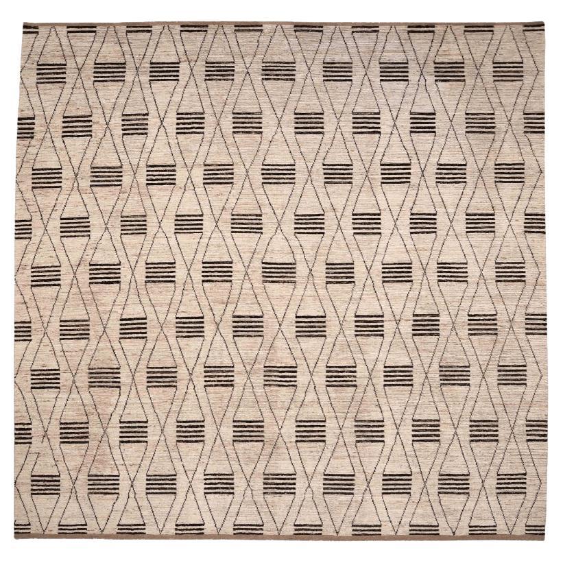 Afghanistan Marokkanisch Over Size Teppich - Wolle Elfenbein Design - 96331