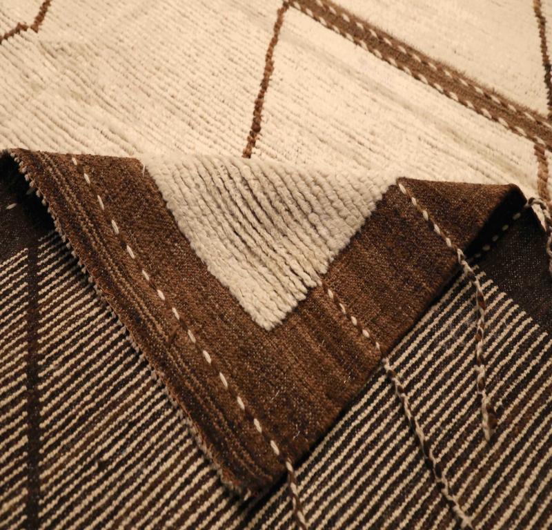 Annodato a mano Tappeto Afghanistan Moroccan Over Size - Design Lana Avorio - 96343 in vendita