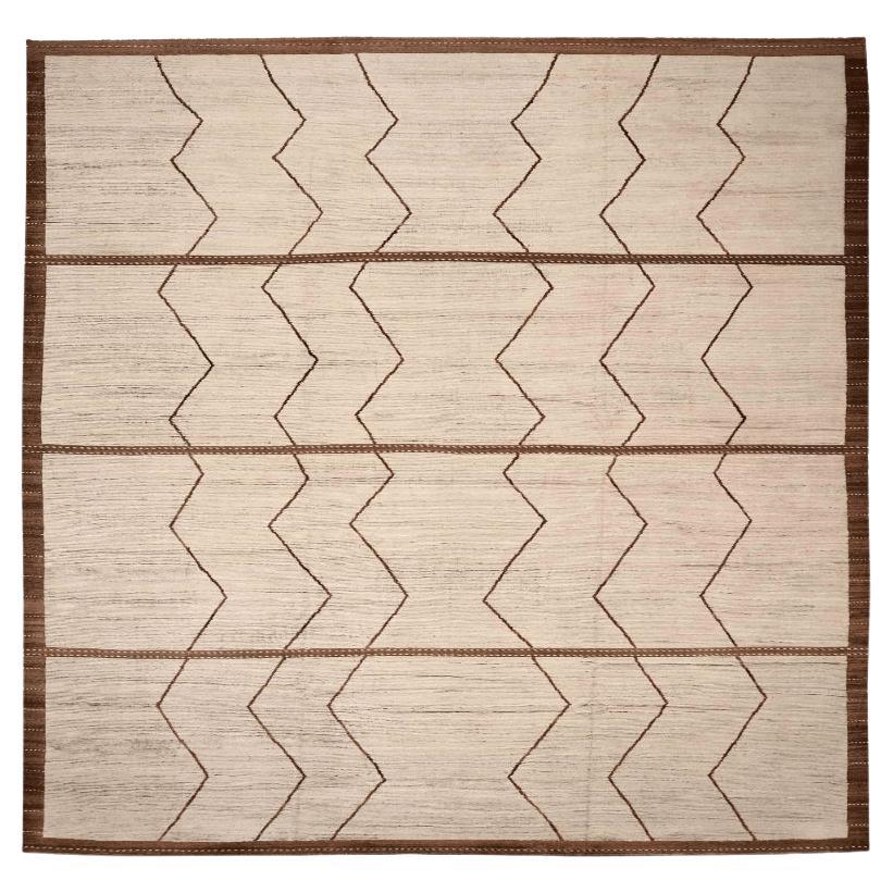Afghanistan Marokkanisch Over Size Teppich - Wolle Elfenbein Design - 96343