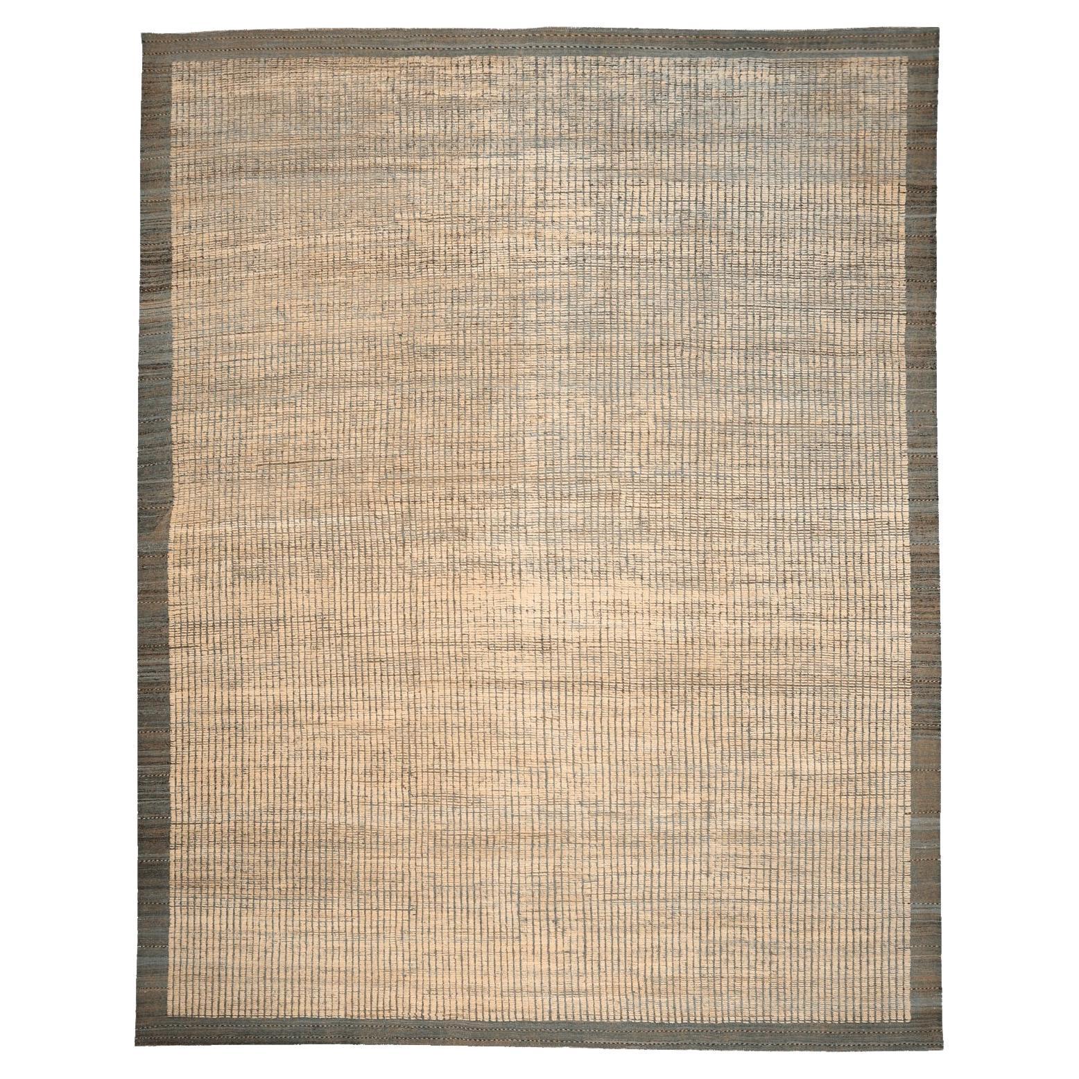 Afghanistan Marokkanisch Over Size Teppich - Wolle Elfenbein Design - 96487