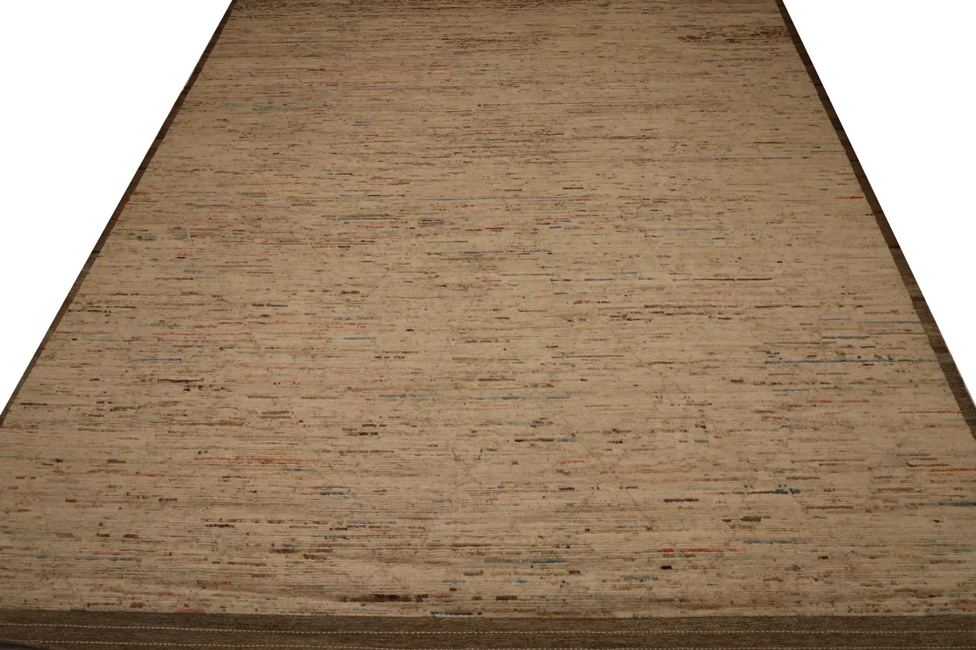 Afghanistan Marokkanisch Over Size Teppich - Wolle Elfenbein Design - 98457 (Handgeknüpft) im Angebot