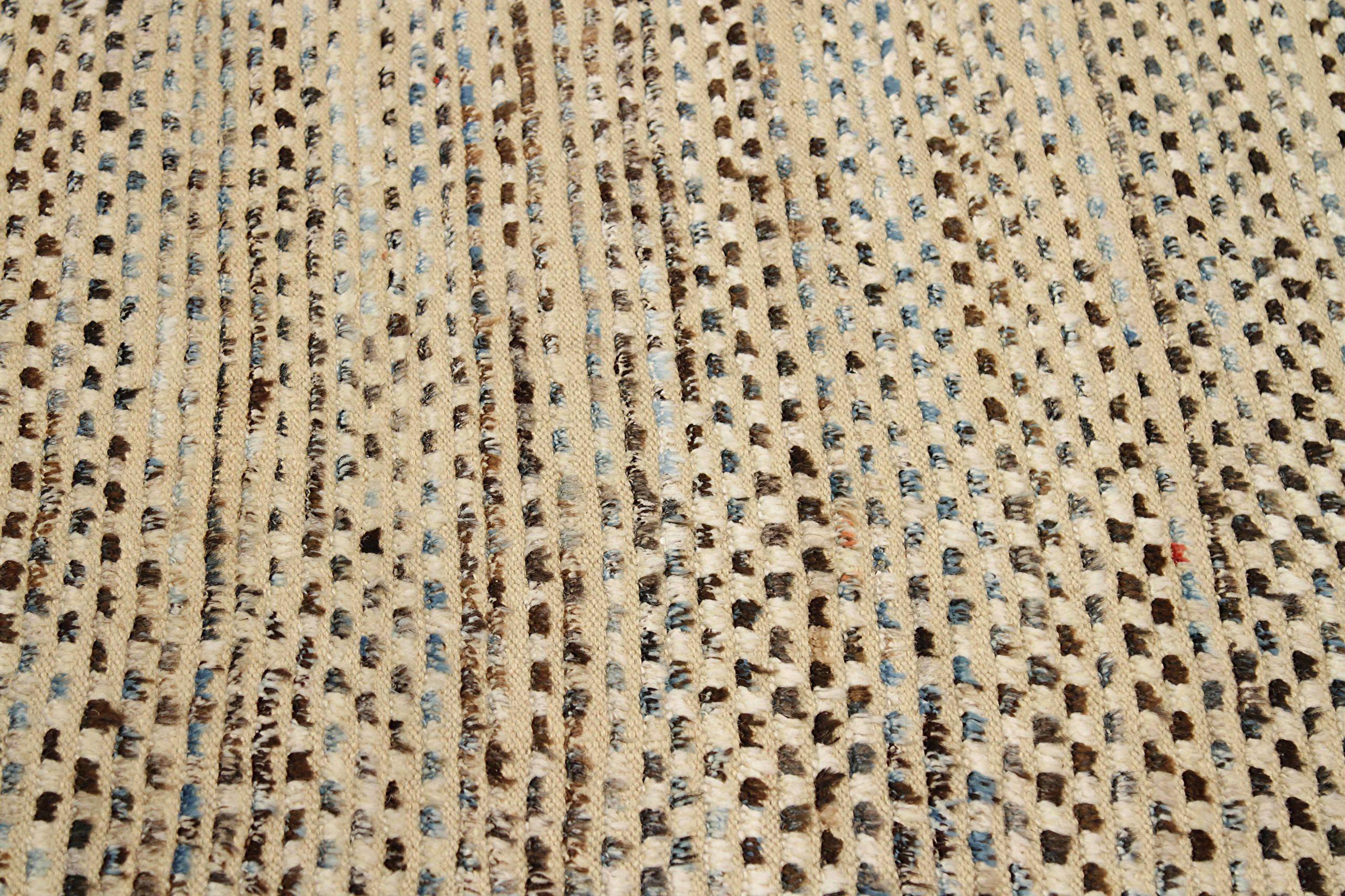 Afghanistan Marokkanischer Läufer Teppich CIRCA 1990 - Wolle Blau Braun Elfenbein - 90476 im Zustand „Hervorragend“ im Angebot in Dallas, TX