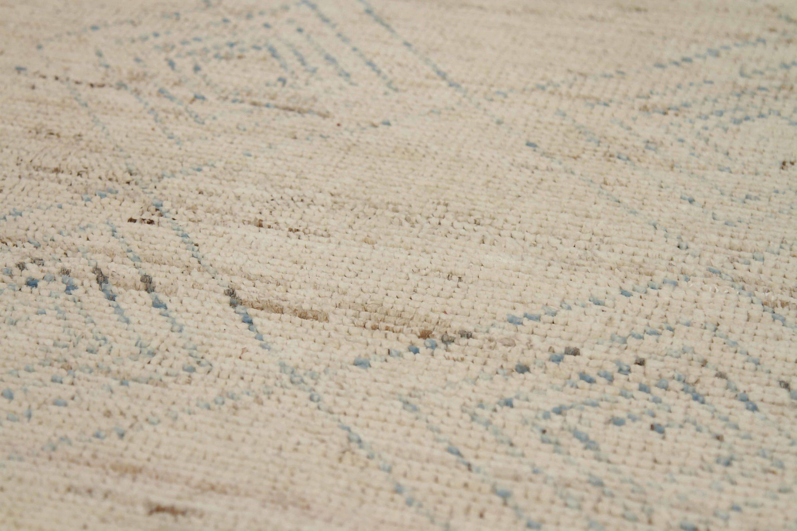 Afghanistan Moroccan Runner Rug Circa 1990 - Wool Blue Ivory Design - 90526 In Excellent Condition For Sale In Dallas, TX