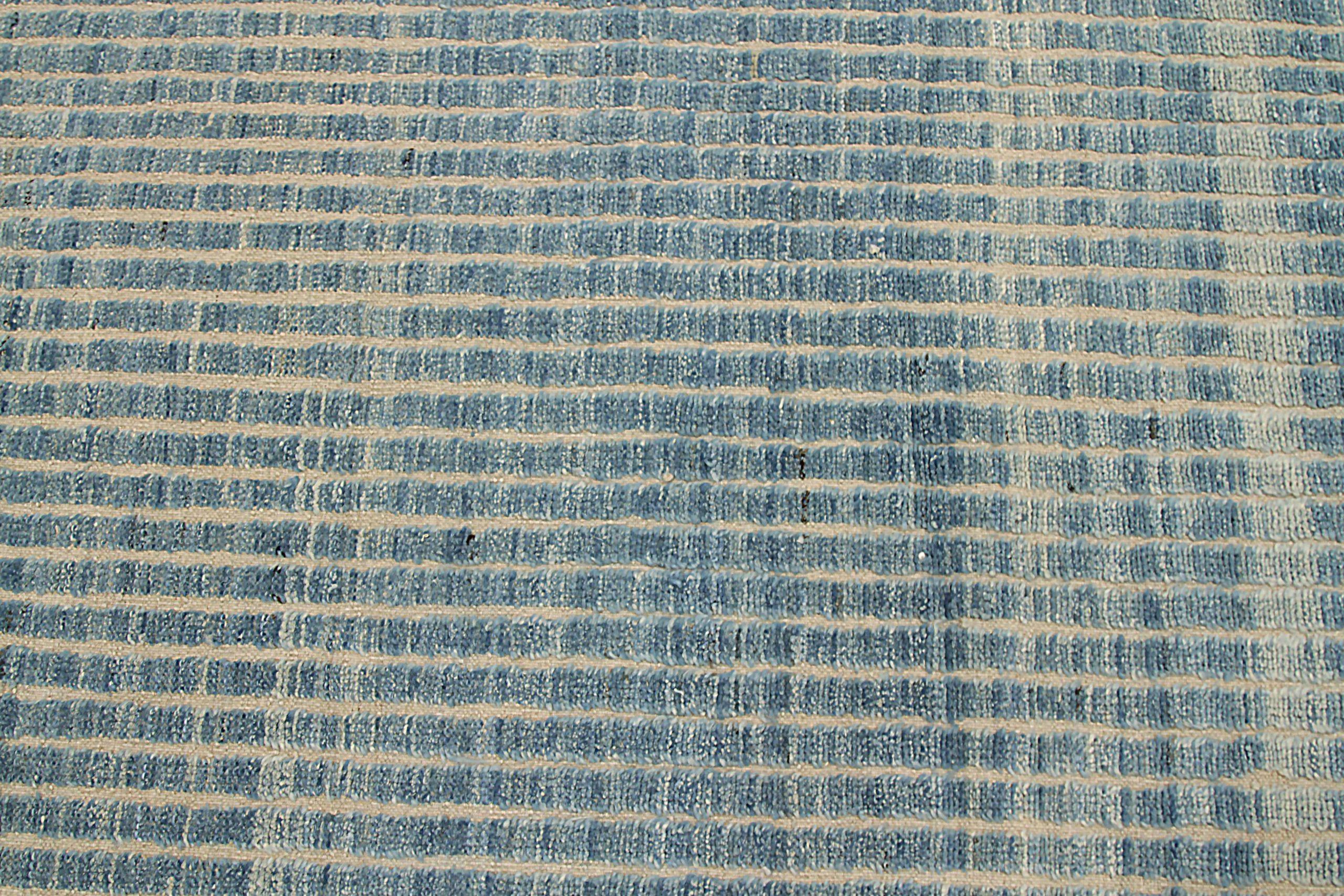 Tribal Afghanistan Moroccan Runner Rug Circa 1990 - Wool Blue Ivory Design - 92293 For Sale