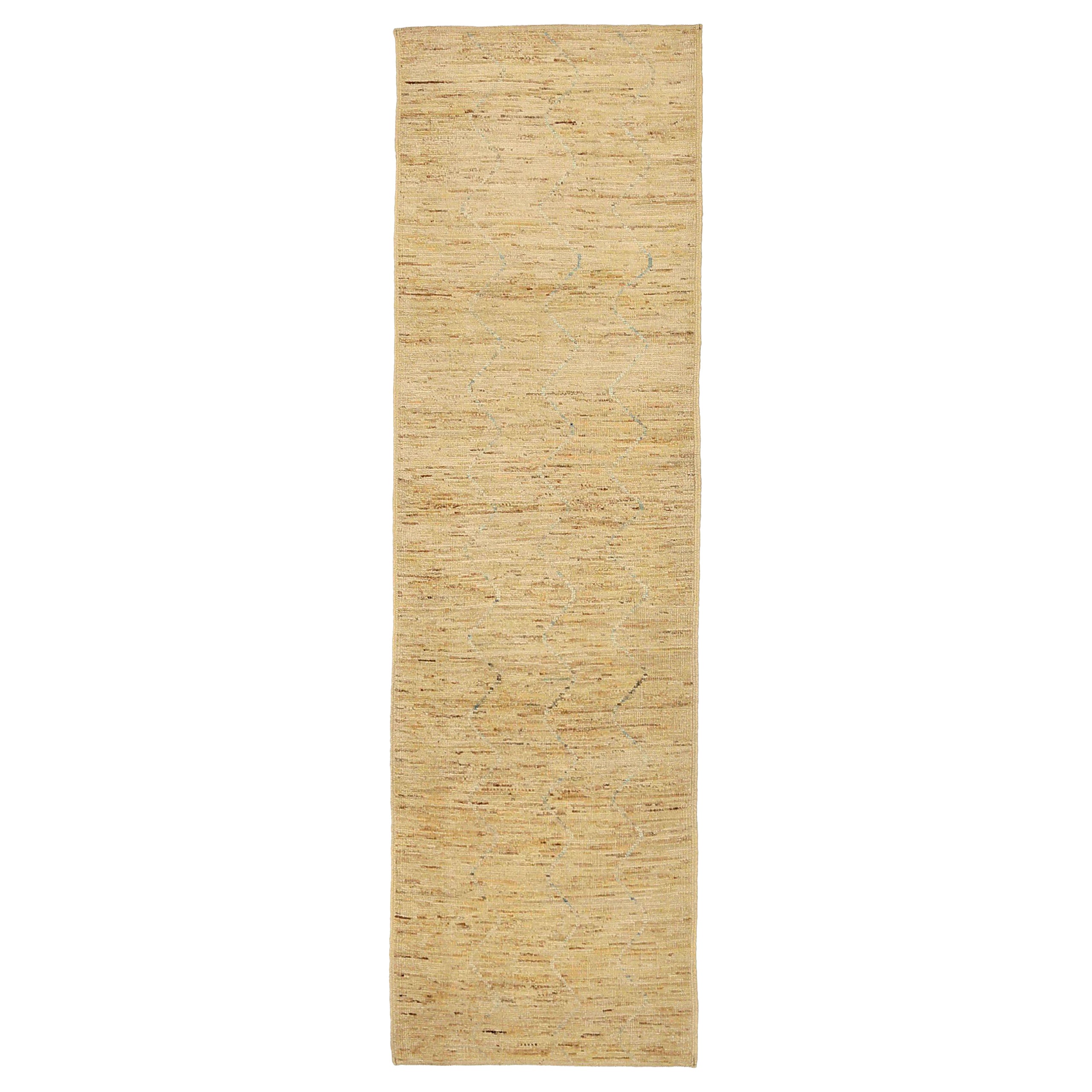 Afghanistan Tapis de course marocain Circa 1990 - Laine Ivoire Jaune Design - 90468