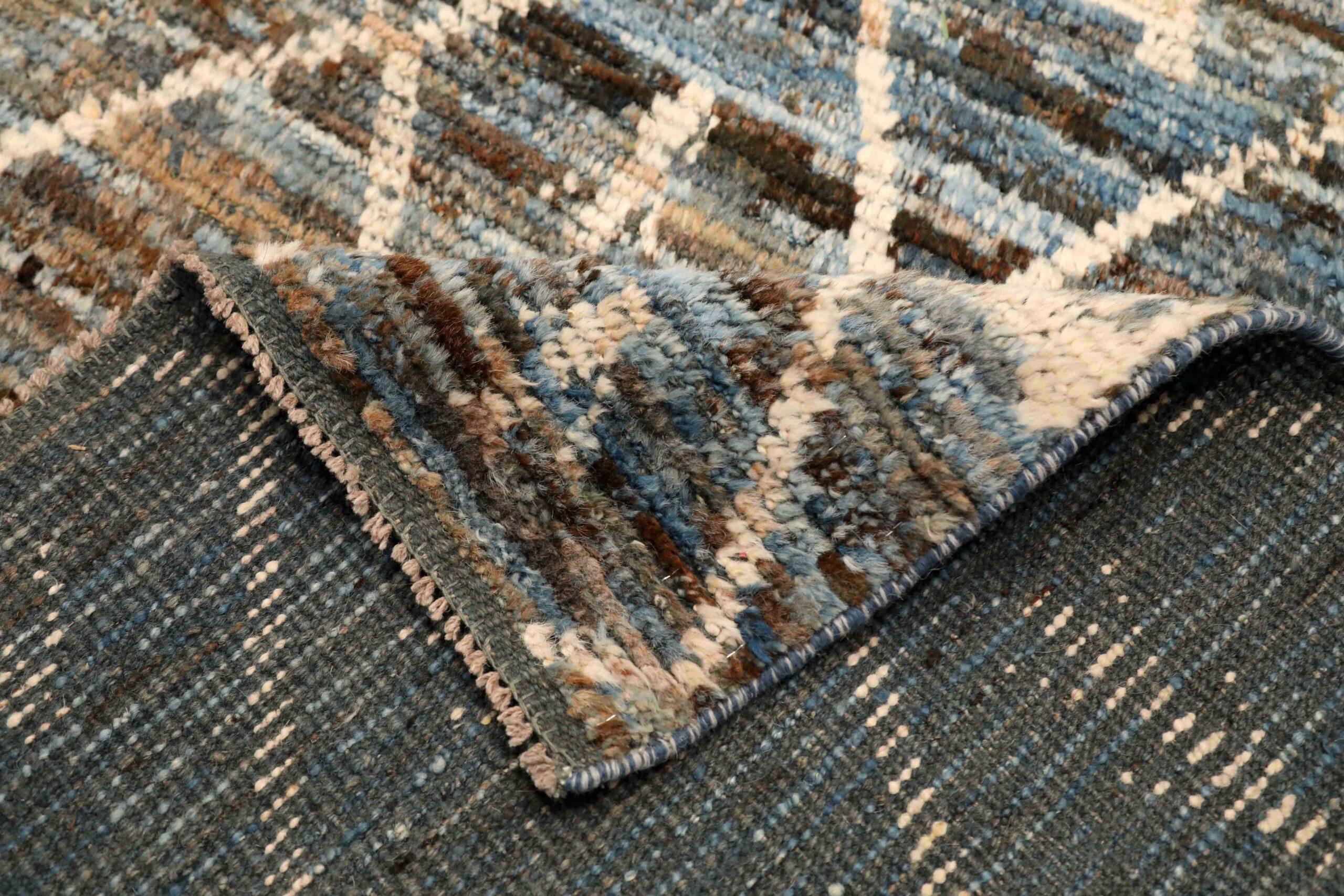 Alfombra Corredera Marroquí Afganistán - Lana Diseño Azul Marrón - 96354 Tribal en venta