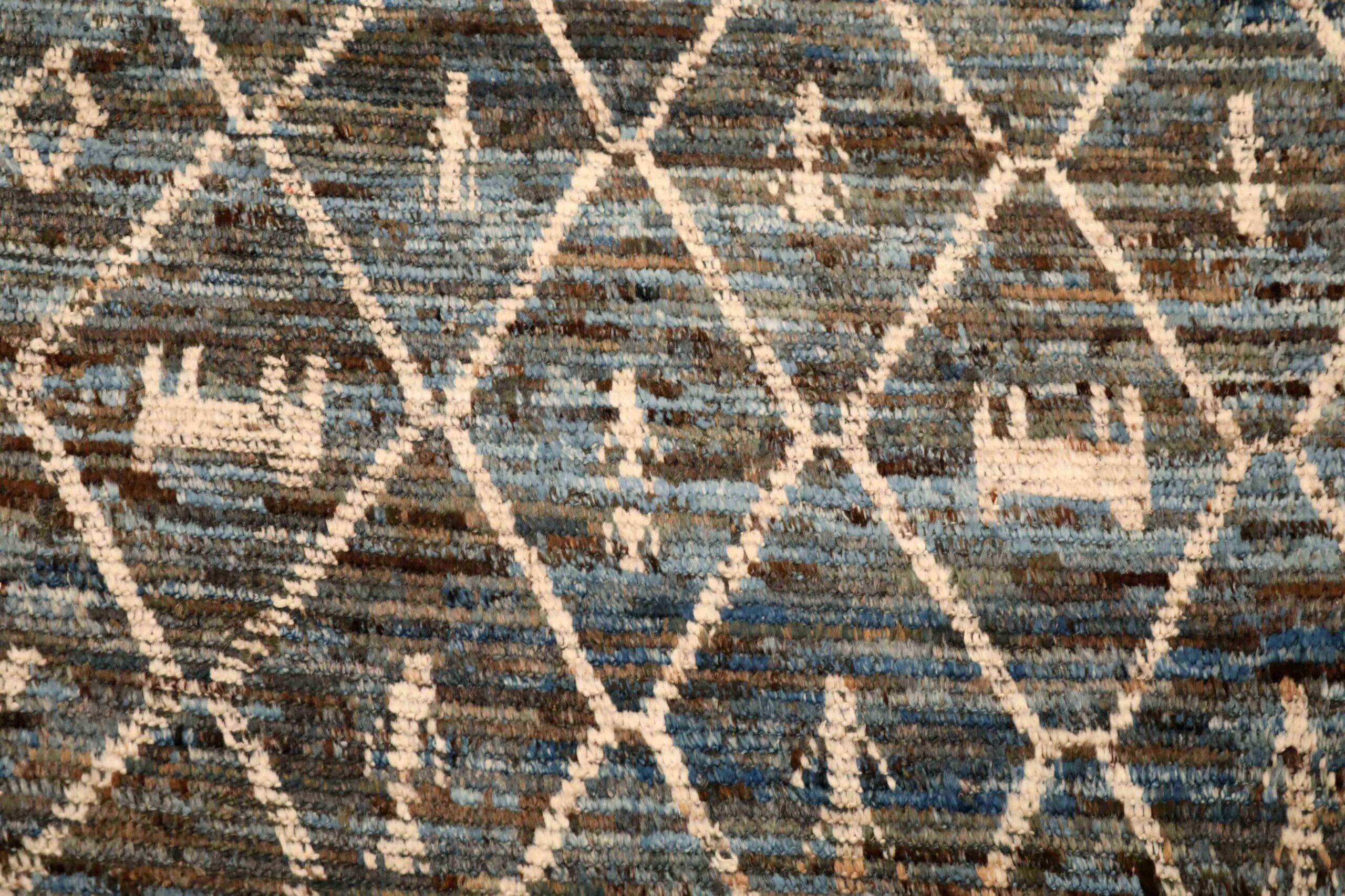 Alfombra Corredera Marroquí Afganistán - Lana Diseño Azul Marrón - 96354 Afgano en venta