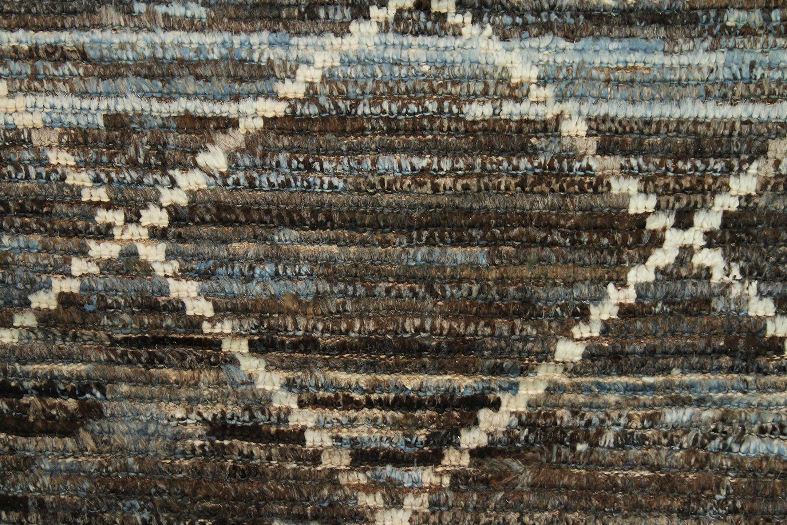 Afghanistan Marokkanischer Läufer Teppich - Wolle Blau Braun Elfenbein - 90474 (Afghanisch) im Angebot