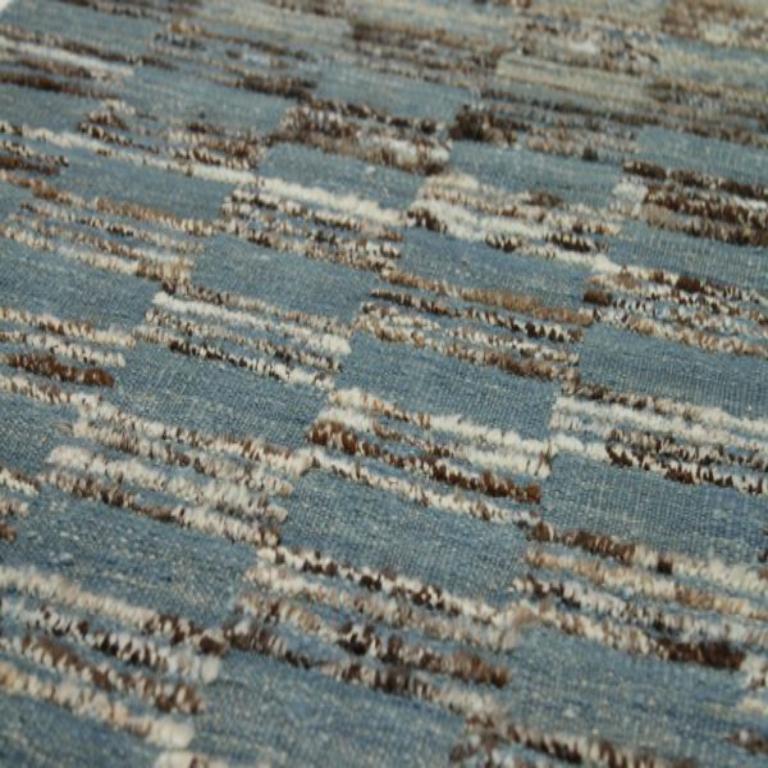 Tribal Tapis de course marocain Afghanistan - Laine Bleu Brown Ivoire - 90505 en vente