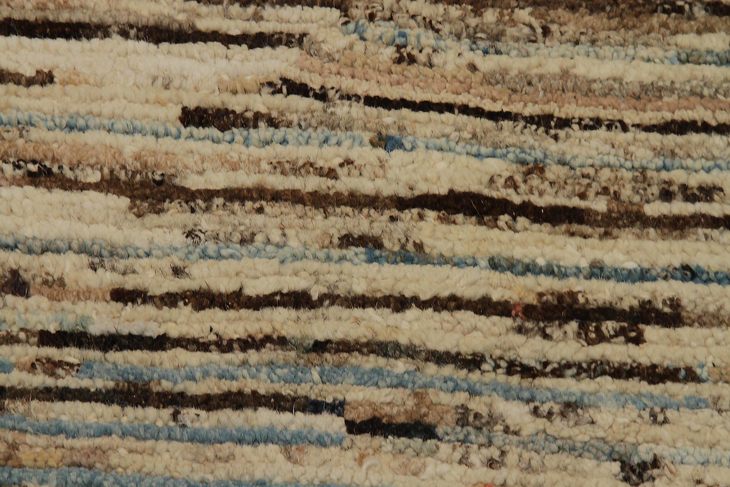 Afghanistan Marokkanischer Läufer Teppich - Wolle Blau Braun Elfenbein - 90560 (Afghanisch) im Angebot