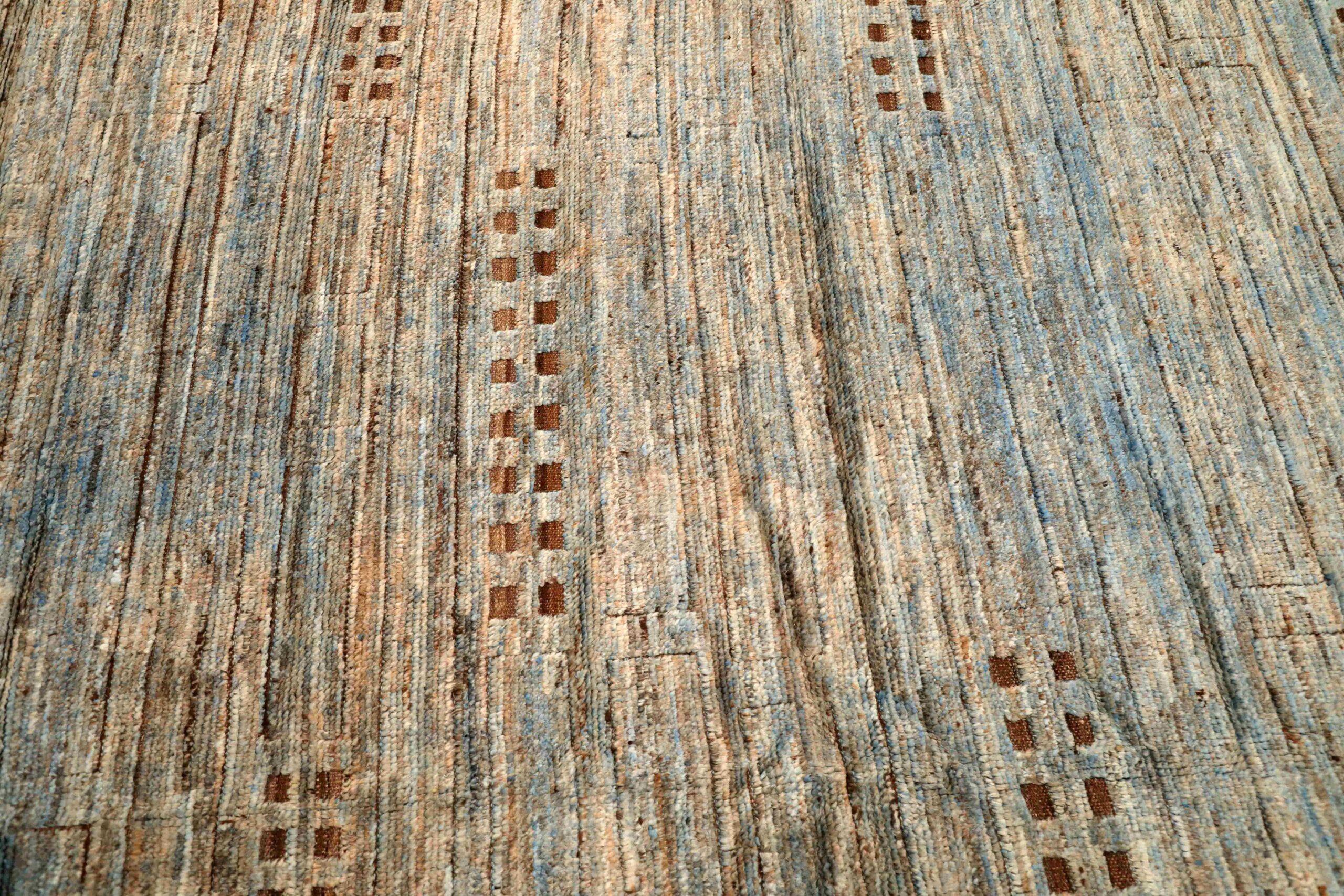 Alfombra Marroquí Afganistán - Lana Azul Marrón Marfil - 96352 en Excelente estado para la venta en Dallas, TX