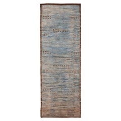 Tappeto Afghanistan Moroccan Runner - Lana Blu Marrone Avorio - 96352