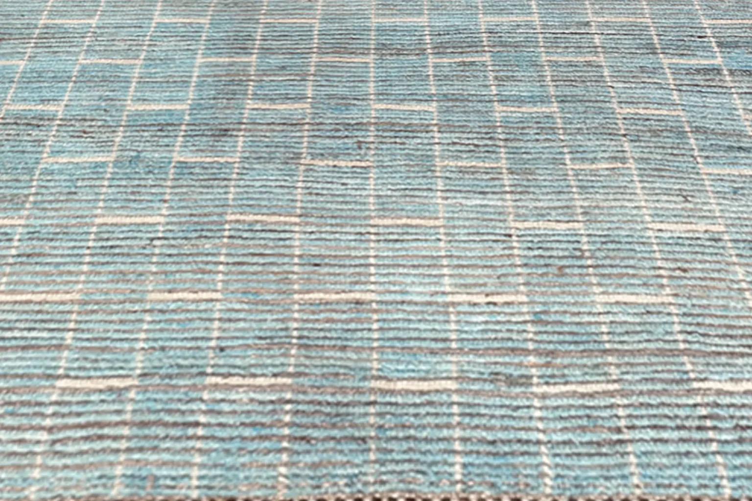 A Long Blue River From Afghanistan - Moroccan Runner Rug - ( 50 x 156 ) For Sale 1