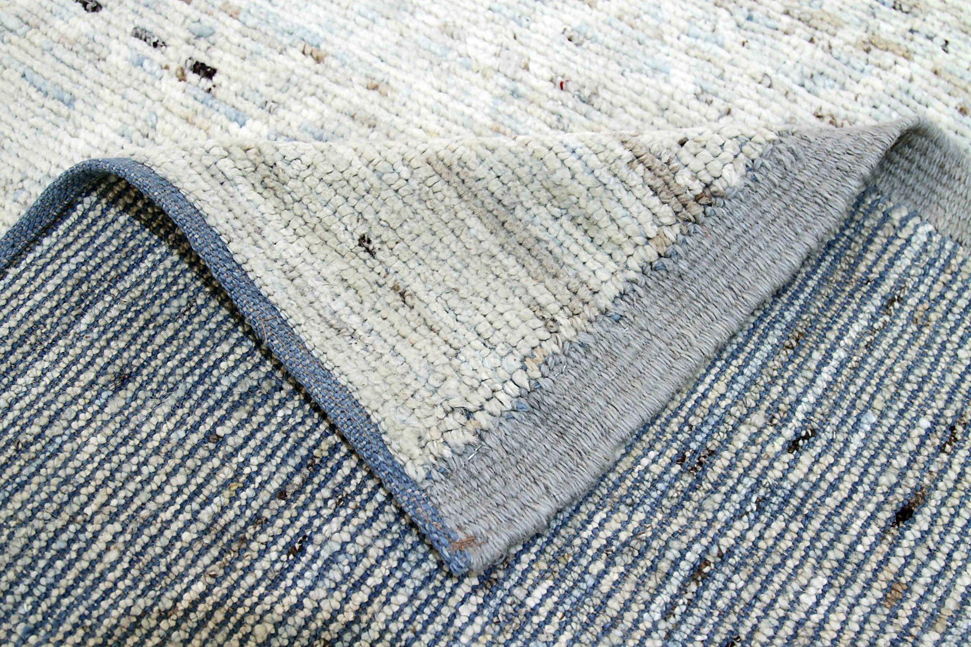 Afghano Tappeto Afghanistan Moroccan Runner - Disegno in lana blu avorio - 89795 in vendita
