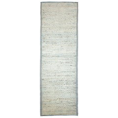 Marokkanischer Afghanistan-Läufer - Wolle Blau Elfenbein Design - 89795