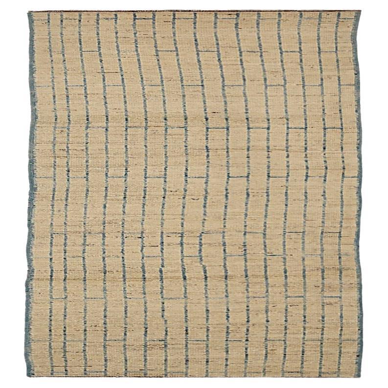Marokkanischer Afghanistan-Läufer - Wolle Blau Elfenbein Design - 90475