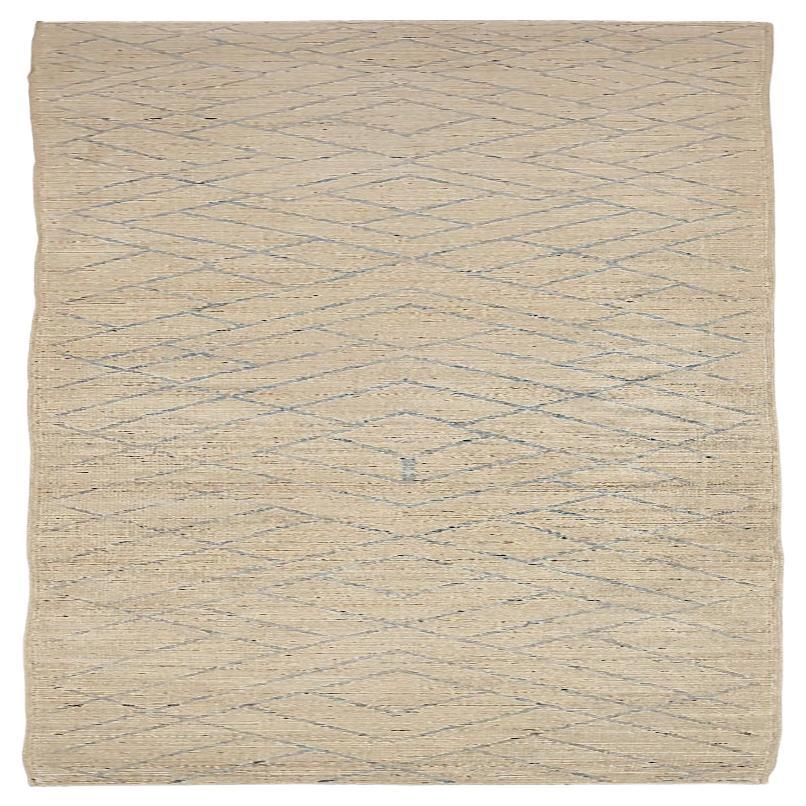 Marokkanischer Afghanistan-Läufer - Wolle Blau Elfenbein Design - 90524