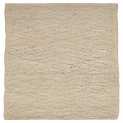 Alfombra Marroquí Afganistán - Lana Azul Diseño Marfil - 90524
