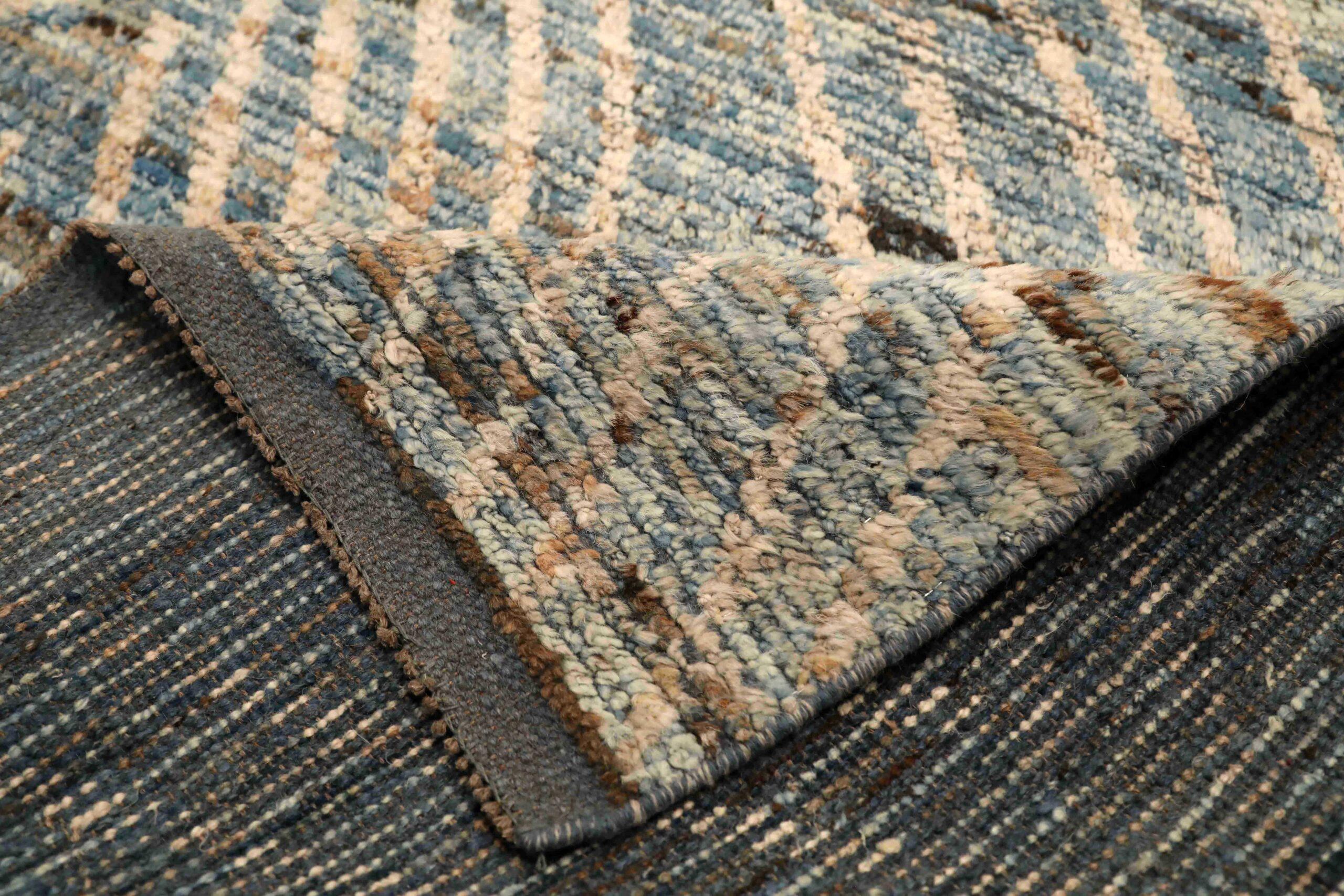 Alfombra Marroquí Afganistán - Lana Azul Diseño Marfil - 96355 Tribal en venta