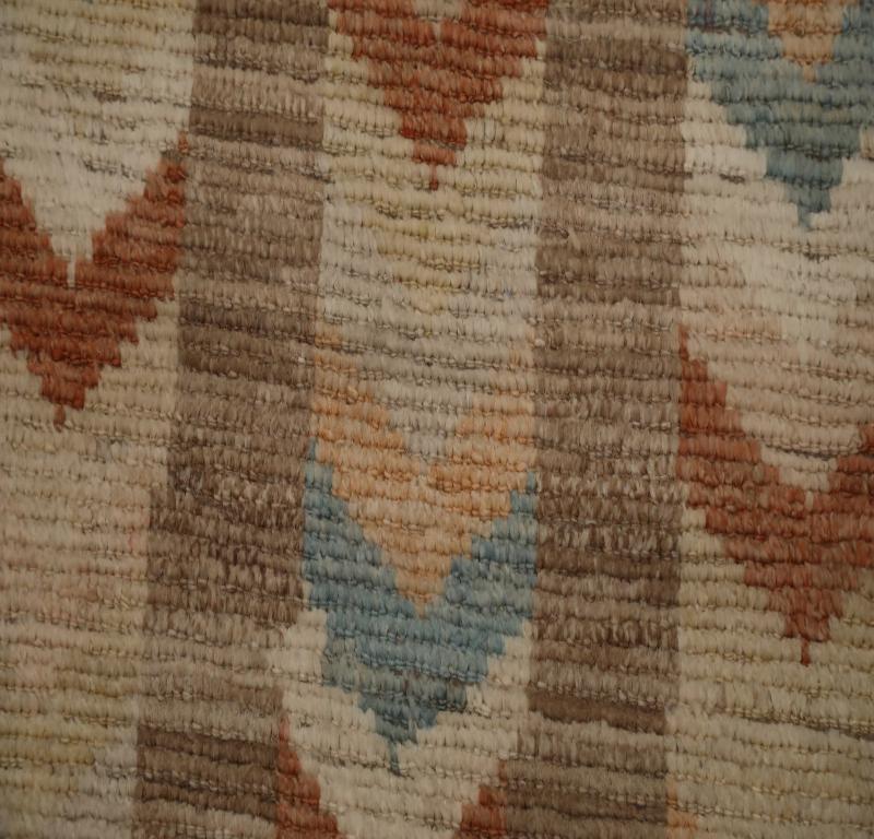 Marokkanischer Afghanistan-Läufer - Wolle Blau Elfenbein Orange - 98504 (Afghanisch) im Angebot