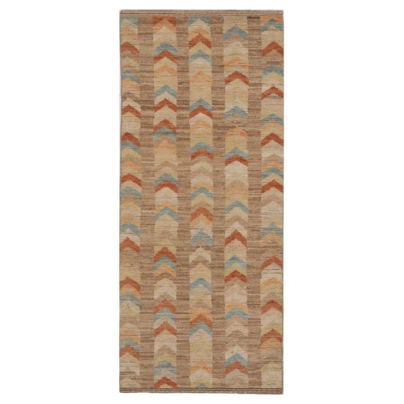 Tappeto Afghanistan Moroccan Runner - Lana Blu Avorio Rosso Design - 98503 in vendita