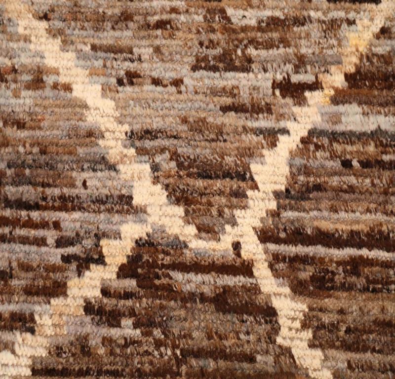 Tribale Tappeto Afghanistan Moroccan Runner - Design Marrone Lana - 96362 in vendita