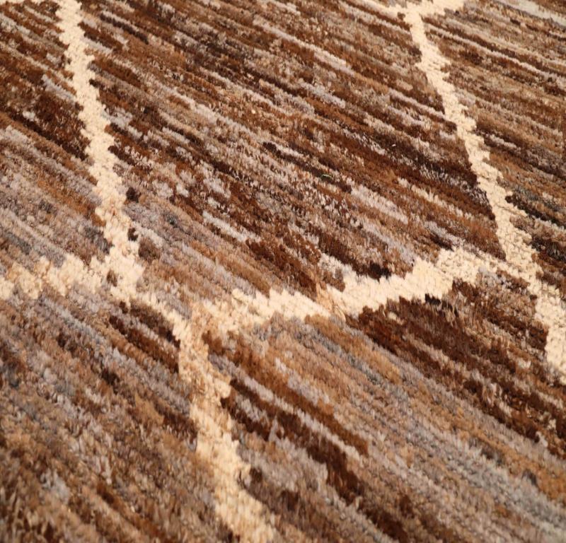 Afghano Tappeto Afghanistan Moroccan Runner - Design Marrone Lana - 96362 in vendita