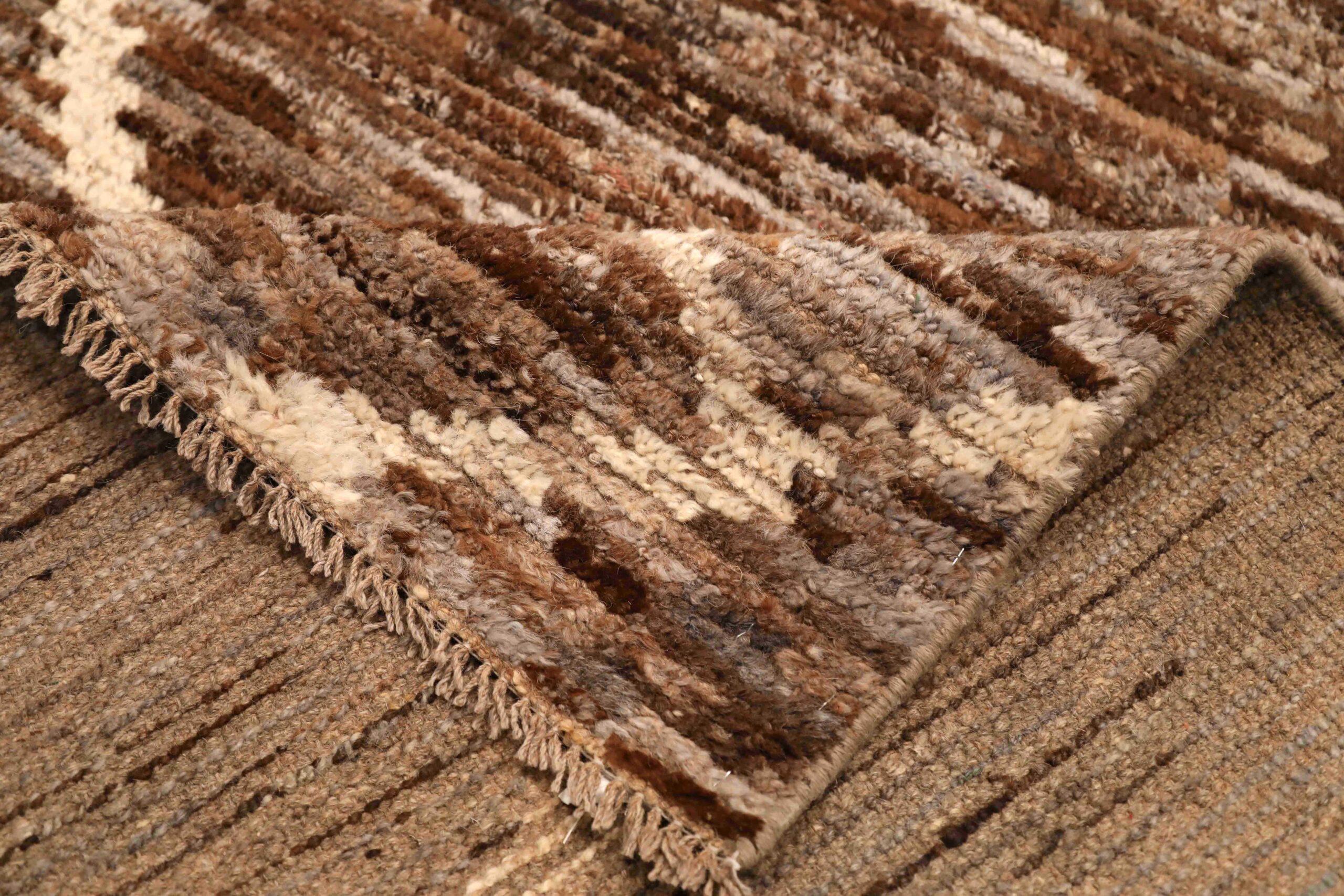 Annodato a mano Tappeto Afghanistan Moroccan Runner - Design Marrone Lana - 96362 in vendita