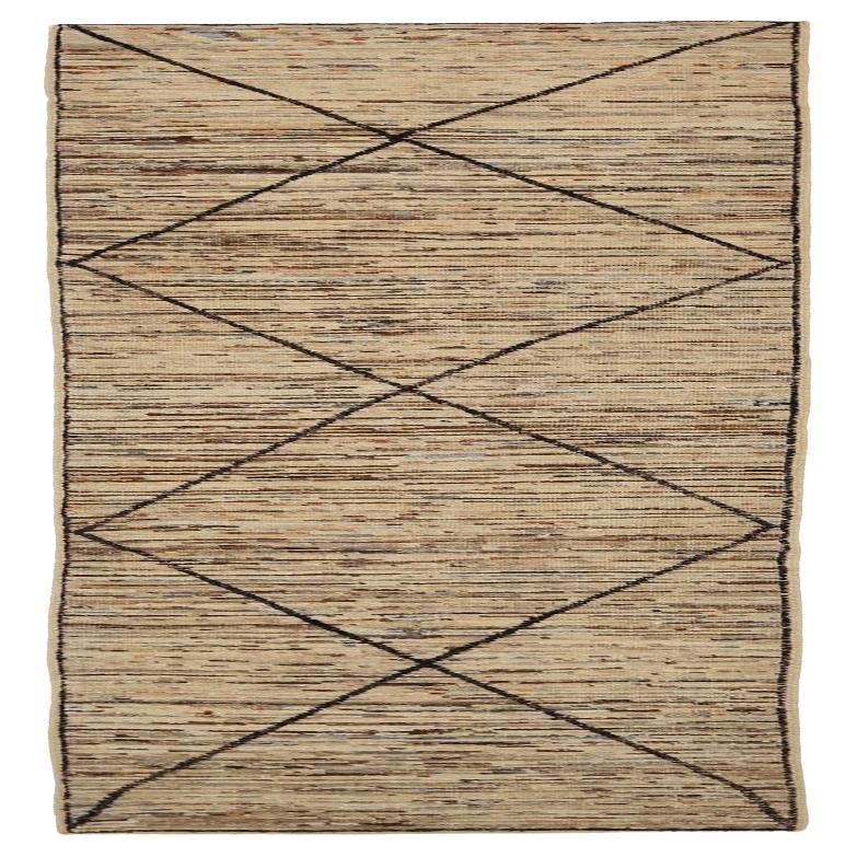 Afghanistan Marokkanischer Läufer Teppich - Wolle Braun Elfenbein Design - 90471