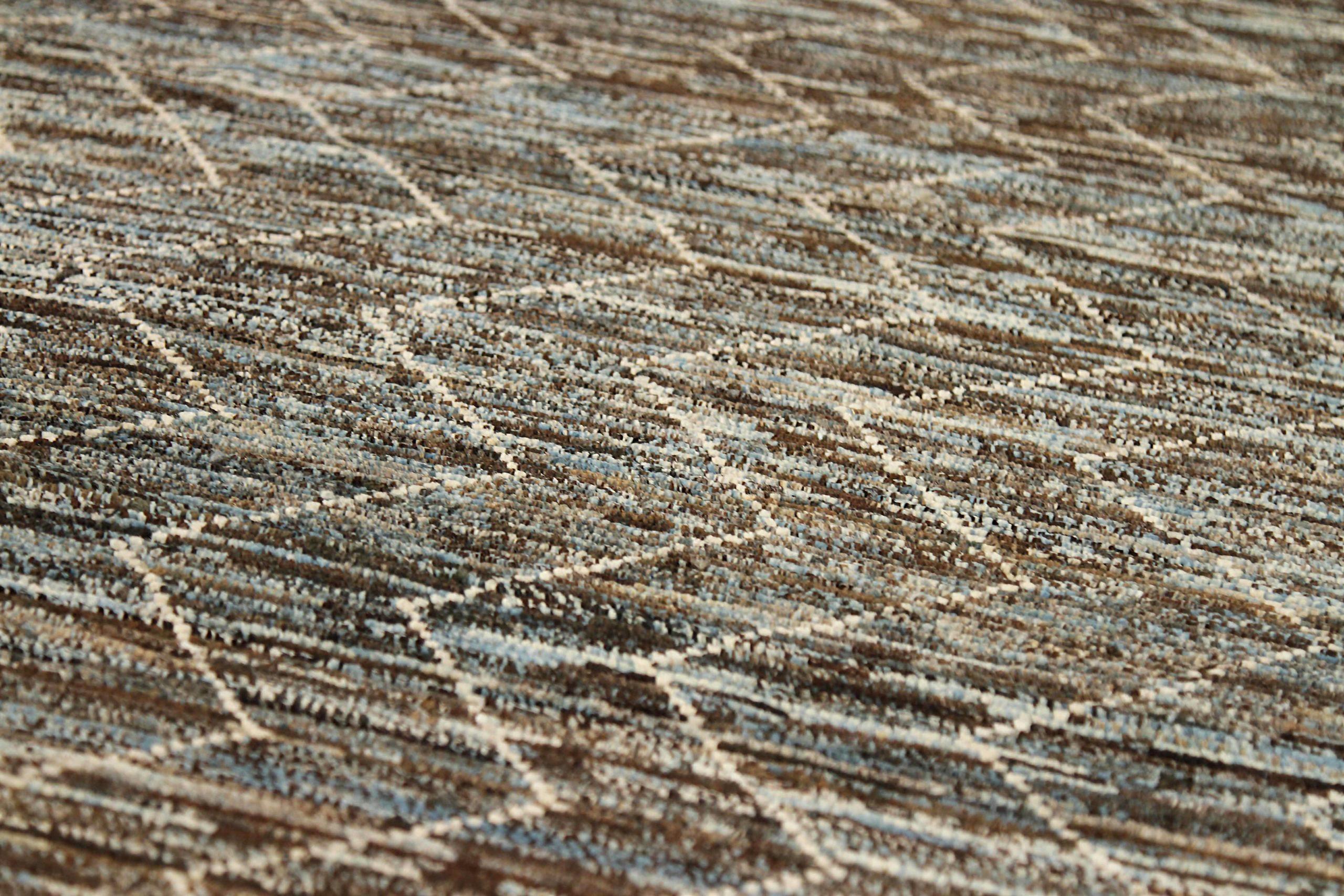 Tribale Tappeto Afghanistan Moroccan Runner - Design Lana Marrone Avorio - 90481 in vendita