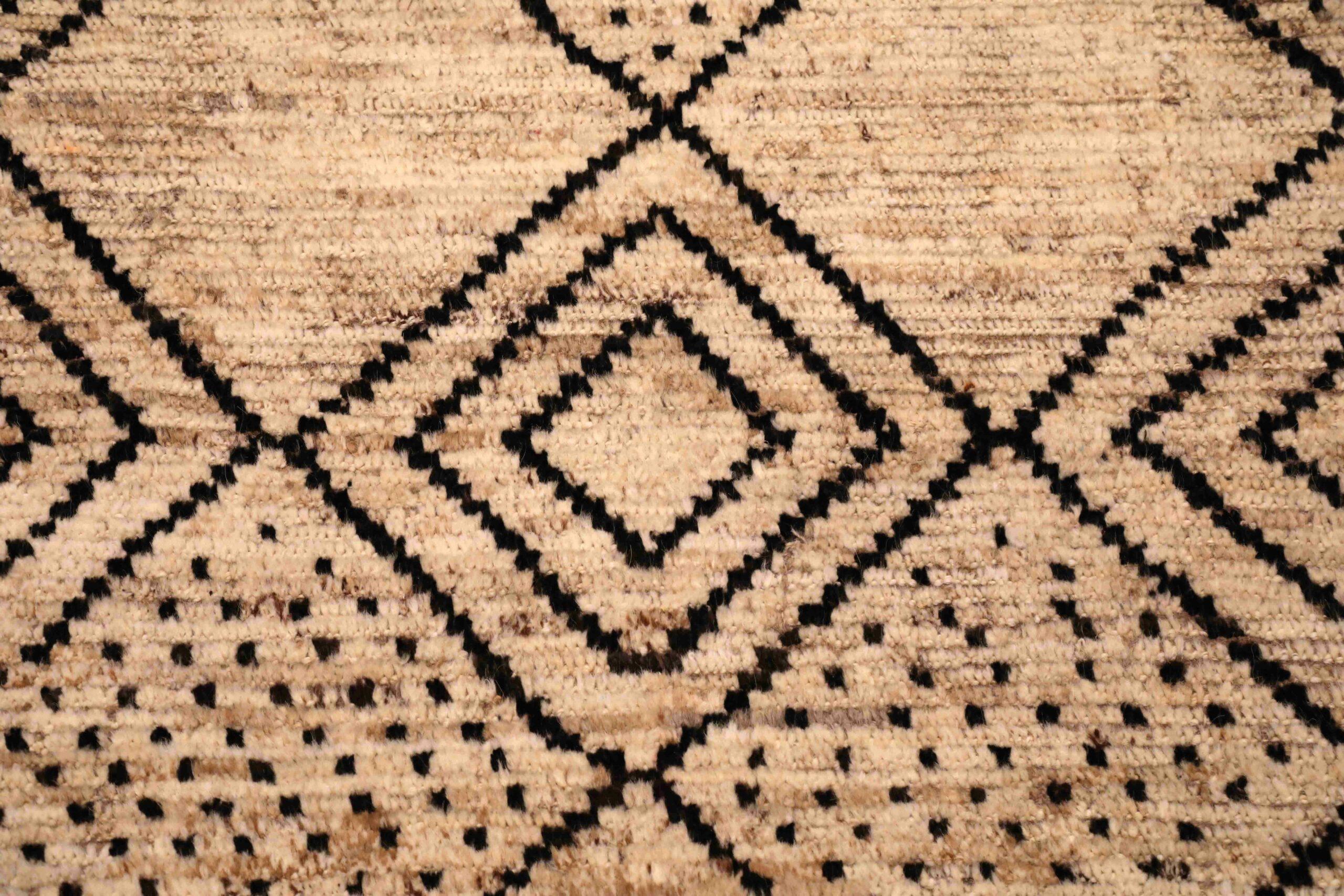 Afghano Tappeto Afghanistan Moroccan Runner - Design Lana Marrone Avorio - 96353 in vendita